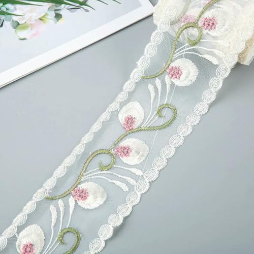5 Yards Blumenstickerei-Spitzenband zur Schleifenherstellung, Kleidungsdekor, Nähstoff, Bastelbedarf, Handarbeitszubehör, 1–5 Yards von ZFISH