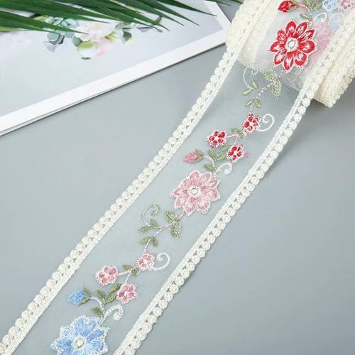 5 Yards Blumenstickerei-Spitzenband zur Schleifenherstellung, Kleidungsdekor, Nähstoff, Bastelbedarf, Handarbeitszubehör, 8-5 Yards von ZFISH