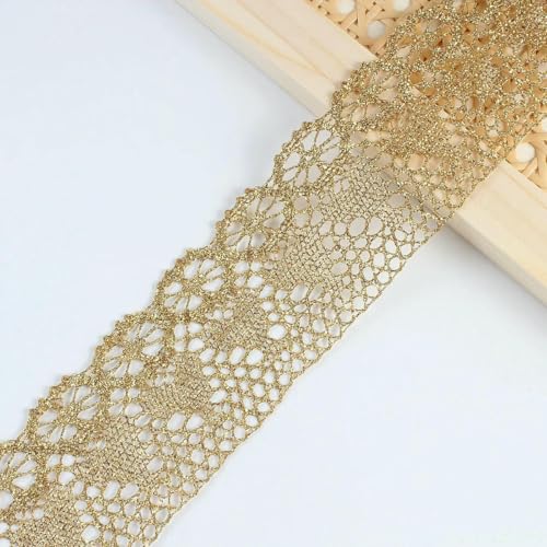 5 cm breit, 10 Yards, Goldfaden, gestricktes Spitzenband, Besätze für Hochzeiten, Partys, Heimdekoration, DIY, handgefertigte Patchwork-Spitze, Lieferant – Dunkelgold – 10 Yards 5 cm breit, 10 Yards, Goldfaden, gestricktes Spitzenband, Besätze für Hochzeiten, Partys, Heimdekoration, DIY, handgefertigte Patchwork-Spitze, Lieferant – Dunkelgold – 10 Yards von ZFISH