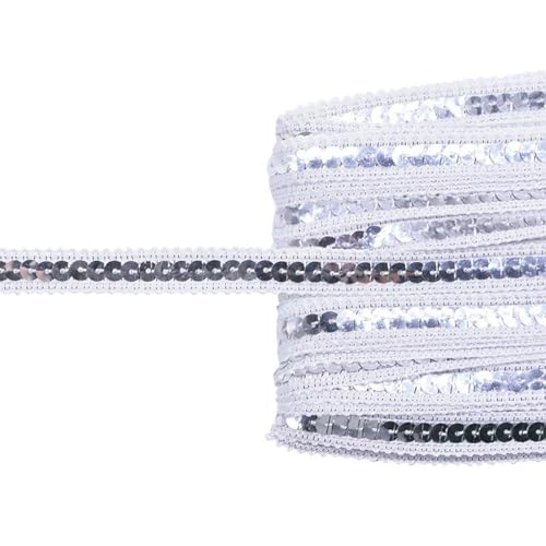 5 m 12 mm glänzendes Paillettenband, Spitzenbesatz, Stoff für Kleider, Kleidung, handgefertigt, DIY-Bastelarbeiten, Spitzenband, Stoff, Kleidungsstücke, Nähzubehör, B02, 5 Meter von ZFISH