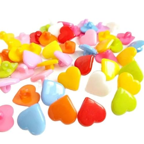 50/100 Stück 15 mm Mix Farben Herz Schaftknöpfe Kinderbekleidung Nähzubehör DIY Basteln-50 Stück Mix Farbe von ZFISH