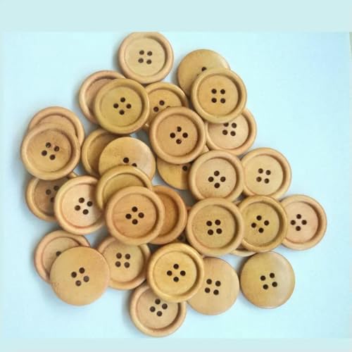 50 Stück 18 mm 25 mm Holzknöpfe für Kleidung Holz 4 Löcher Scrapbooking Bastelknopf Sammelalbum für Kleidung Kaffee Nähknopf-A-18MM von ZFISH