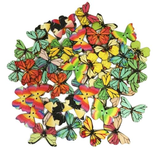 50 Stück Schmetterlings-Holzknöpfe zum Nähen, DIY, Stricken, Scrapbooking, Kleidungsdekor, Schmetterling, 25 mm, 50 Stück 50 Stück Schmetterlings-Holzknöpfe zum Nähen, DIY, Stricken, Scrapbooking, Kleidungsdekor, Schmetterling, 25 mm, 50 Stück von ZFISH