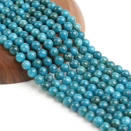 6/8/10 mm natürliche runde Tigerauge-Amazonit-Granat-Achat-Angelit-Quarz-Lava-Perlen zur Schmuckherstellung, DIY-Armbandzubehör, Apatit, 10 mm, 36 bis 37 Stück von ZFISH