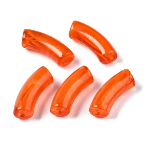 6 Stück Acrylperlen, gebogenes Rohr, lose Abstandsperlen, Kunststein, DIY-Herstellung von Halsketten, Armbändern, Schmuckzubehör, Orangerot von ZFISH
