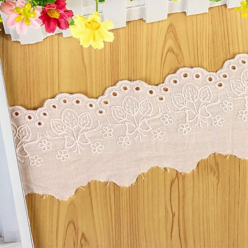 7,5 cm Baumwollstickerei Schmetterling Erdbeere Spitzenbesatz DIY Lolita Rock Vorhang Dekostoff Nähzubehör-Rosa-1 Yard von ZFISH
