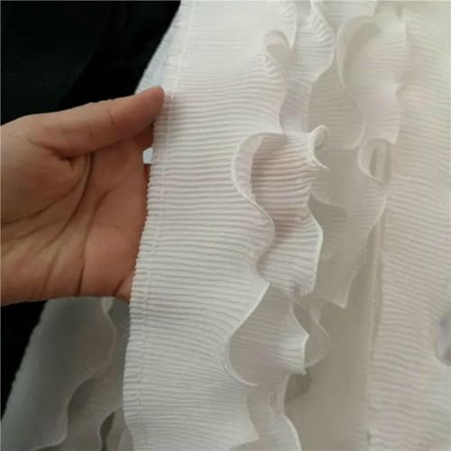 8 cm breiter, moderner, plissierter Chiffon-Kragen aus elastischer Spitze mit Rüschen, für Kleider, mit gereinigtem Band, 3D-Blumen zum Sticken, Basteln von ZFISH