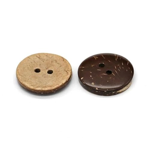 9/11/15/20/25/30 mm natürliche Kokosnussschalen-Holzknöpfe für Kleidung, Kinder, Scrapbook, umweltfreundliche Handarbeit, 2 Löcher (gewachst), 30 mm, 10 Stück von ZFISH