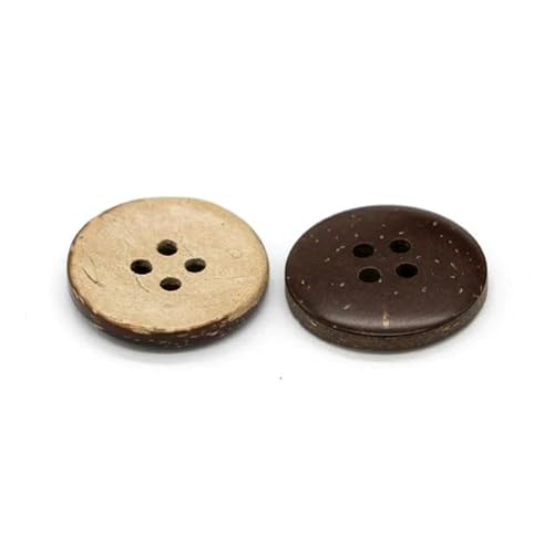 9/11/15/20/25/30 mm natürliche Kokosnussschalen-Holzknöpfe für Kleidung, Kinder, Scrapbook, umweltfreundliche Handarbeit, 4 Löcher (gewachst), 9 mm, 50 Stück von ZFISH