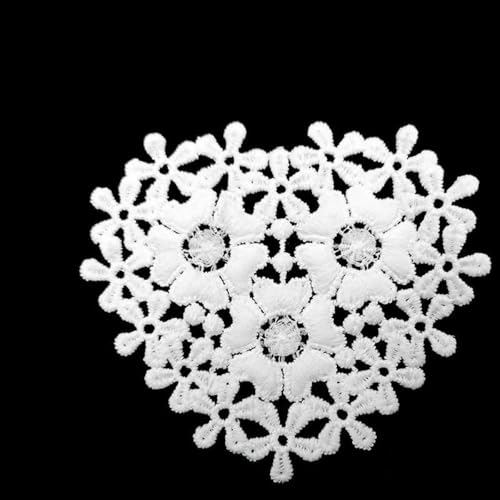 9 Arten Herz Bestickte Blumen Dreidimensionaler Hohlstickerei-Patch Weißer Kragen Stoffbesatz DIY Stickerei Spitzenstoff-Typ 2 von ZFISH