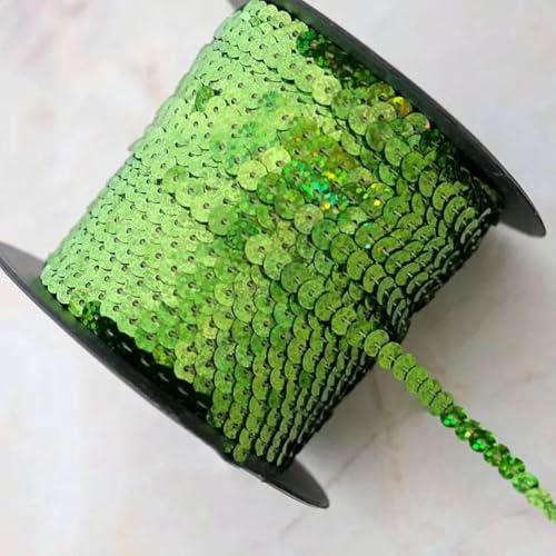 90 Meter Pailletten-Spitzenband, Zubehör, Basteln, dekorative Kanten, 6 mm Größe, Spangle-Laer Navy Green-90 Meters von ZFISH