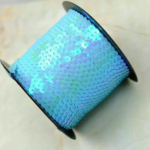 90 Meter Pailletten-Spitzenband, Zubehör, Kunsthandwerk, dekorative Kanten, 6 mm Größe, Spangle- Blau-90 Meter von ZFISH