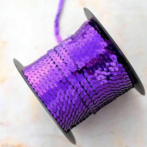 90 Meter Pailletten-Spitzenband, Zubehör, Kunsthandwerk, dekorative Kanten, 6 mm Größe, Spangle-Dunkelviolett-90 Meter von ZFISH