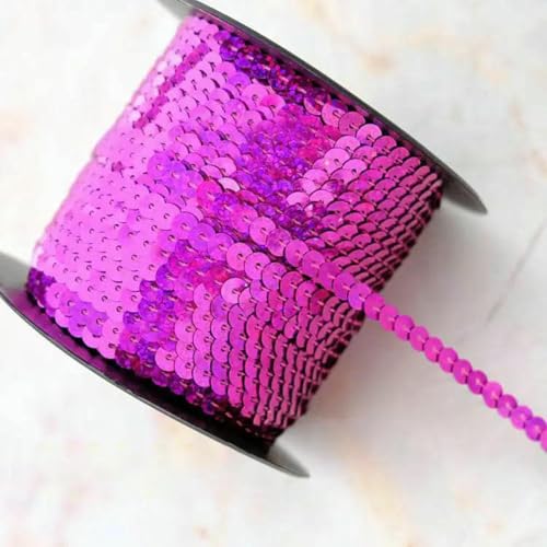 90 Meter Pailletten-Spitzenband, Zubehör, Kunsthandwerk, dekorative Kanten, 6 mm Größe, Spangle-Laser Rose-90 Meter von ZFISH