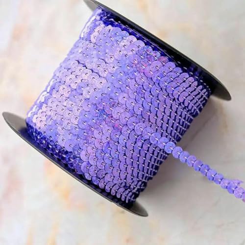 90 Meter Pailletten-Spitzenband, Zubehör, Kunsthandwerk, dekorative Kanten, 6 mm Größe, Spangle-Laser hellviolett-90 Meter 90 Meter Pailletten-Spitzenband, Zubehör, Kunsthandwerk, dekorative Kanten, 6 mm Größe, Spangle-Laser hellviolett-90 Meter von ZFISH