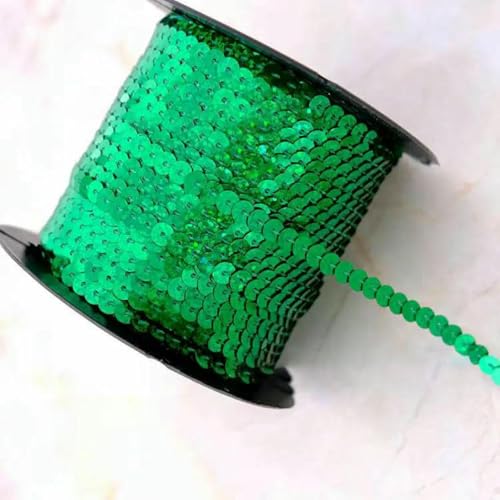 90 Meter Pailletten-Spitzenband, Zubehör, Kunsthandwerk, dekorative Kanten, 6 mm Größe, Spangle-Lasergrün-90 Meter von ZFISH