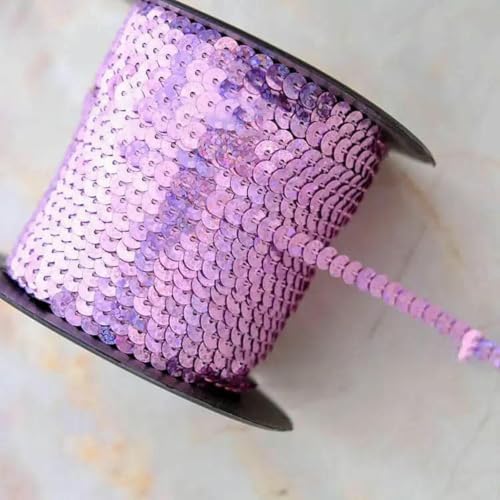 90 Meter Pailletten-Spitzenband, Zubehör, Kunsthandwerk, dekorative Kanten, 6 mm Größe, Spangle-Laserviolett-90 Meter von ZFISH