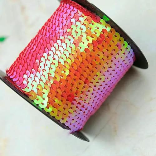 90 Meter Pailletten-Spitzenband, Zubehör, Kunsthandwerk, dekorative Kanten, 6 mm Größe, Spangle- Orange-90 Meters von ZFISH