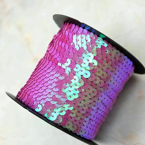 90 Meter Pailletten-Spitzenband, Zubehör, Kunsthandwerk, dekorative Kanten, 6 mm Größe, Spangle- Rose-90 Meters von ZFISH