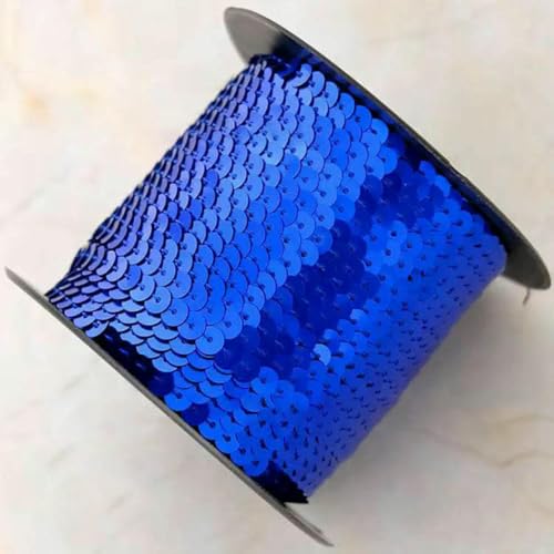 90 Meter Pailletten-Spitzenband, Zubehör, Kunsthandwerk, dekorative Kanten, 6 mm Größe, Spangle-Royalblue-90 Meters von ZFISH