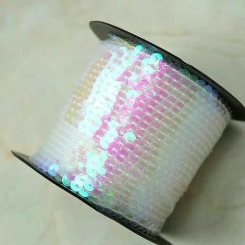 90 Meter Pailletten-Spitzenband, Zubehör, Kunsthandwerk, dekorative Kanten, 6 mm Größe, Spangle- Transparent-90 Meters 90 Meter Pailletten-Spitzenband, Zubehör, Kunsthandwerk, dekorative Kanten, 6 mm Größe, Spangle- Transparent-90 Meters von ZFISH