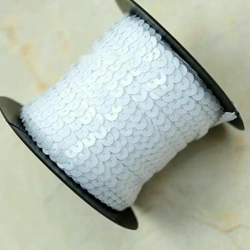 90 Meter Pailletten-Spitzenband, Zubehör, Kunsthandwerk, dekorative Kanten, 6 mm Größe, Spangle-White-90 Meters 90 Meter Pailletten-Spitzenband, Zubehör, Kunsthandwerk, dekorative Kanten, 6 mm Größe, Spangle-White-90 Meters von ZFISH