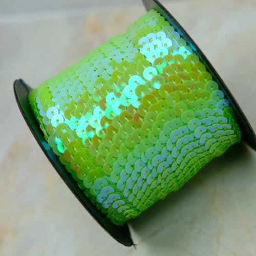 90 Meter Pailletten-Spitzenband, Zubehör, Kunsthandwerk, dekorative Kanten, 6 mm Größe, Spangle- grün-90 Meter 90 Meter Pailletten-Spitzenband, Zubehör, Kunsthandwerk, dekorative Kanten, 6 mm Größe, Spangle- grün-90 Meter von ZFISH