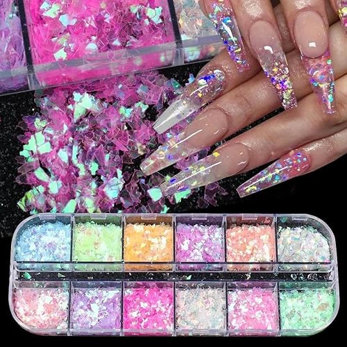 Abalone-Muschel für Nägel Perlmutt Nail Art Glimmerscheibe Glitzerflocken Sommerdekoration Maniküre Pailletten-SP von ZFISH