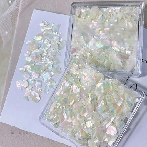 Auroras Muschel-Glimmerstücke, Nageldekoration, natürlich, bunt, unregelmäßig, ultradünn, Muschel-Pailletten, DIY-Maniküre-Zubehör, Creme Auroras Muschel-Glimmerstücke, Nageldekoration, natürlich, bunt, unregelmäßig, ultradünn, Muschel-Pailletten, DIY-Maniküre-Zubehör, Creme von ZFISH