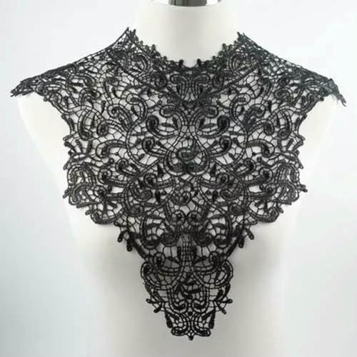 Bastelkragen mit Blumenmuster, Venise-Pailletten, Blumenstickerei, Applikation, verzierter Spitzenausschnitt, Kragen zum Nähen, 1 Stück, BW109schwarz, 1 Stück Bastelkragen mit Blumenmuster, Venise-Pailletten, Blumenstickerei, Applikation, verzierter Spitzenausschnitt, Kragen zum Nähen, 1 Stück, BW109schwarz, 1 Stück von ZFISH