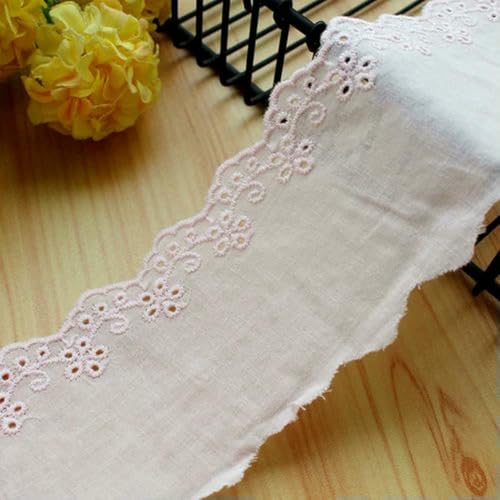 Bestickte Spitze zum Nähen, Guipure-Besatz, 100% Baumwolle, DIY-Kleidungszubehör, afrikanische Spitze, Kettenwirkerei-Pink-5 Yard von ZFISH