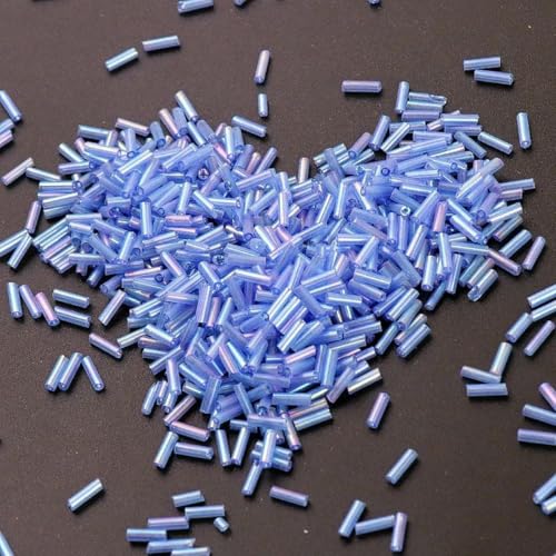 Bunte 300 Stück Rocailles-Perlen 11/0 Röhrenperlen 2 x 6 mm Glasperlen für die Herstellung von DIY-Schmuck und Damenbekleidung, Zubehör, AB Denimblau Bunte 300 Stück Rocailles-Perlen 11/0 Röhrenperlen 2 x 6 mm Glasperlen für die Herstellung von DIY-Schmuck und Damenbekleidung, Zubehör, AB Denimblau von ZFISH