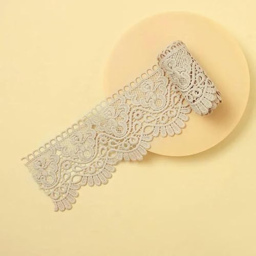 Buntes, ausgehöhltes, mit Blumen besticktes Spitzenband, DIY-Bekleidung, Nähstoff, 10 cm breit, handgefertigt, wasserlösliches Spitzenband, Hellgrau, 2 Meter Länge Buntes, ausgehöhltes, mit Blumen besticktes Spitzenband, DIY-Bekleidung, Nähstoff, 10 cm breit, handgefertigt, wasserlösliches Spitzenband, Hellgrau, 2 Meter Länge von ZFISH
