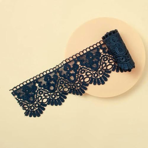 Buntes, ausgehöhltes, mit Blumen besticktes Spitzenband, DIY-Bekleidung, Nähstoff, 10 cm breit, handgefertigt, wasserlösliches Spitzenband, Marineblau, 2 Meter Länge Buntes, ausgehöhltes, mit Blumen besticktes Spitzenband, DIY-Bekleidung, Nähstoff, 10 cm breit, handgefertigt, wasserlösliches Spitzenband, Marineblau, 2 Meter Länge von ZFISH
