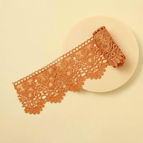 Buntes, ausgehöhltes, mit Blumen besticktes Spitzenband, DIY-Bekleidung, Nähstoff, 10 cm breit, handgefertigt, wasserlösliches Spitzenband, Tu Gold, 2 Meter Länge von ZFISH