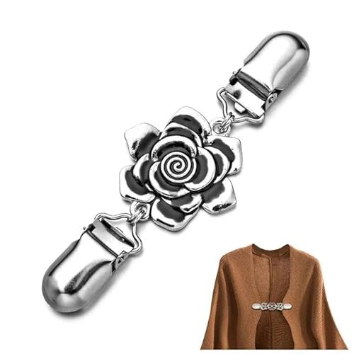 Cardigan-Clips mit geschnitzter Blume, Anstecknadeln, Pullover- und Schal, Kragen-Enten-Clips für Damenbekleidung, Halter, Knopf, Strumpfbänder, 10,5 cm x 3,8 cm Cardigan-Clips mit geschnitzter Blume, Anstecknadeln, Pullover- und Schal, Kragen-Enten-Clips für Damenbekleidung, Halter, Knopf, Strumpfbänder, 10,5 cm x 3,8 cm von ZFISH