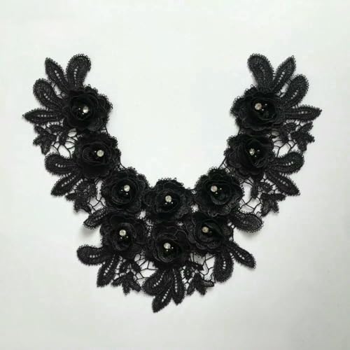 Damenbekleidung Stickerei Perle Strass Nähen 3D dreidimensionale Blumen DIY Zubehör Zubehör 1 Stück zu verkaufen-Stil 5 schwarz (1 Stück)- zeigen von ZFISH