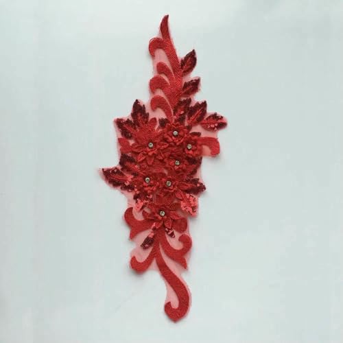 Damenbekleidung Stickerei Perle Strass Nähen 3D dreidimensionale Blumen DIY liefert Zubehör 1 Stück zu verkaufen-Stil 1 rot (1 Stück)- zeigen von ZFISH