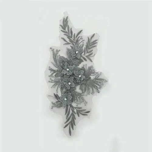 Damenbekleidung Stickerei Perle Strass Nähen 3D dreidimensionale Blumen DIY liefert Zubehör 1 Stück zu verkaufen-Stil 2 grau (1 Stück)- zeigen von ZFISH