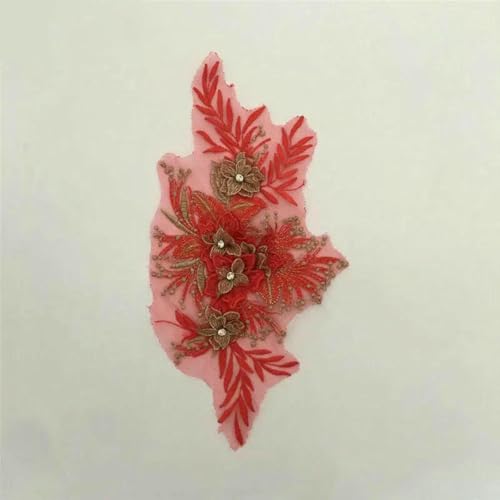 Damenbekleidung Stickerei Perle Strass Nähen 3D dreidimensionale Blumen DIY liefert Zubehör 1 Stück zu verkaufen-Stil 2 rot (1 Stück)- zeigen von ZFISH
