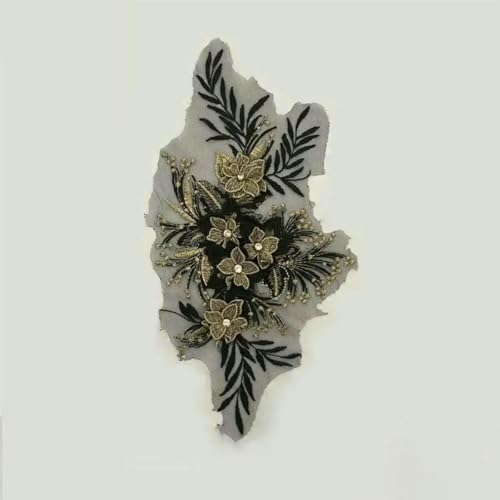 Damenbekleidung Stickerei Perle Strass Nähen 3D dreidimensionale Blumen DIY liefert Zubehör 1 Stück zu verkaufen-Stil 2 schwarz (1 Stück)- zeigen von ZFISH