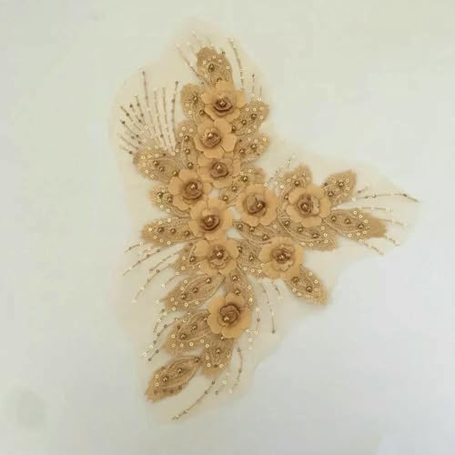 Damenbekleidung Stickerei Perle Strass Nähen 3D dreidimensionale Blumen DIY liefert Zubehör 1 Stück zu verkaufen-Stil 3 Golden (1 Stück)- zeigen von ZFISH