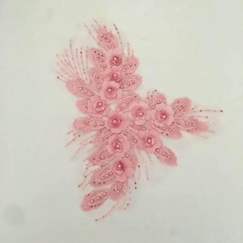 Damenbekleidung Stickerei Perle Strass Nähen 3D dreidimensionale Blumen DIY liefert Zubehör 1 Stück zu verkaufen-Stil 3 Rosa (1 Stück)- zeigen von ZFISH
