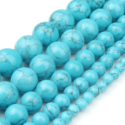 Echte natürliche blaue Steinperlen, Türkis, Achate, Jade, Tigerauge, runde Perlen für die Herstellung von DIY-Paararmbändern und Schmuck, türkis, 10 mm, ca. 36 Stück Echte natürliche blaue Steinperlen, Türkis, Achate, Jade, Tigerauge, runde Perlen für die Herstellung von DIY-Paararmbändern und Schmuck, türkis, 10 mm, ca. 36 Stück von ZFISH