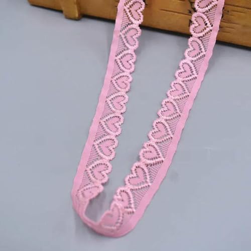Elastisches Spitzenband, elastischer Besatz, DIY-Bastelarbeiten, afrikanischer Spitzenstoff zum Nähen von Kleidung, Unterwäsche, Bastelzubehör, Rosa, 4,5 m von ZFISH