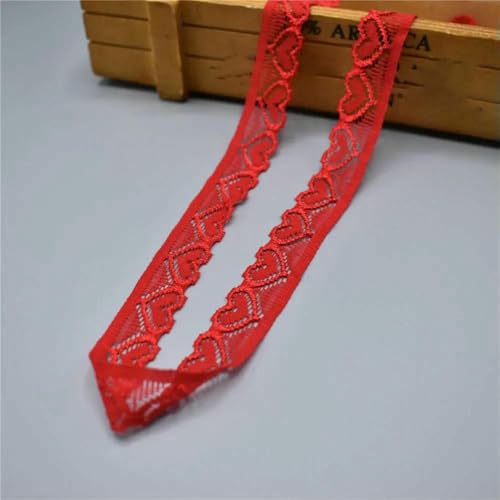 Elastisches Spitzenband, elastischer Besatz, DIY-Bastelarbeiten, afrikanischer Spitzenstoff zum Nähen von Kleidung, Unterwäsche, Bastelzubehör, Rot, 9,1 m von ZFISH