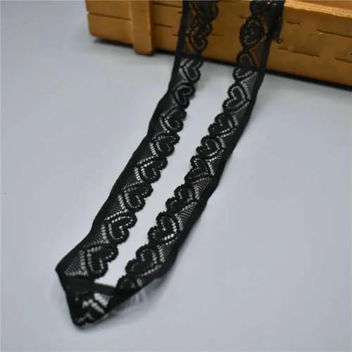 Elastisches Spitzenband, elastischer Besatz, DIY-Bastelarbeiten, afrikanischer Spitzenstoff zum Nähen von Kleidung, Unterwäsche, Bastelzubehör, Schwarz, 9,1 m von ZFISH