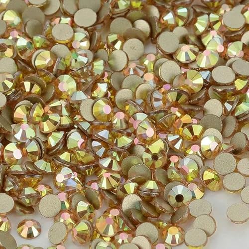 Glas-Strasssteine mit flacher Rückseite, Glitzer-Kristall-AB-Steine, zum Aufkleben, Strass-Strass für Nagelkunst, Kleidungsdekoration, 10 Metall, Sonnenlicht, SS3, 1440 von ZFISH