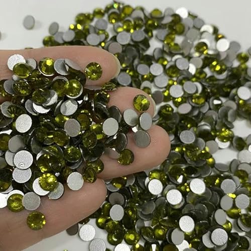 Glas-Strasssteine mit flacher Rückseite, Glitzer-Kristall-AB-Steine, zum Aufkleben, Strass-Strasssteine für Nagelkunst, Kleidungsdekoration, 16 Olivgrün, SS10, 1440 Stüc von ZFISH
