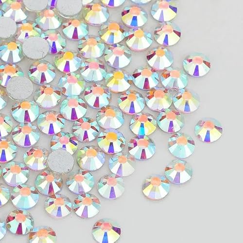 Glas-Strasssteine mit flacher Rückseite, Glitzer-Kristall-AB-Steine, zum Aufkleben, Strass-Strasssteine für Nagelkunst, Kleidungsdekoration, 2Kristalle AB, SS20, 1440 St von ZFISH